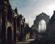 louis daguerre Ruins of Holyrood Chapel by Louis Daguerre Sweden oil painting artist